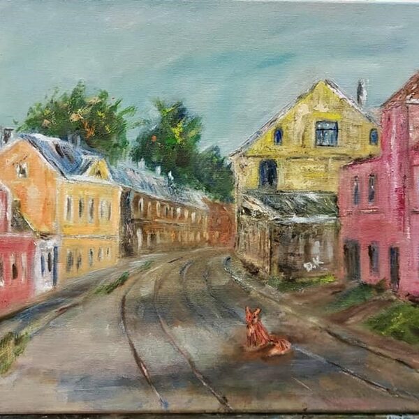 Latgales iela. ( bij.Maskavas iela).  Audekls uz apakšrāmja, eļļa.  40 x60 cm.  100 EUR